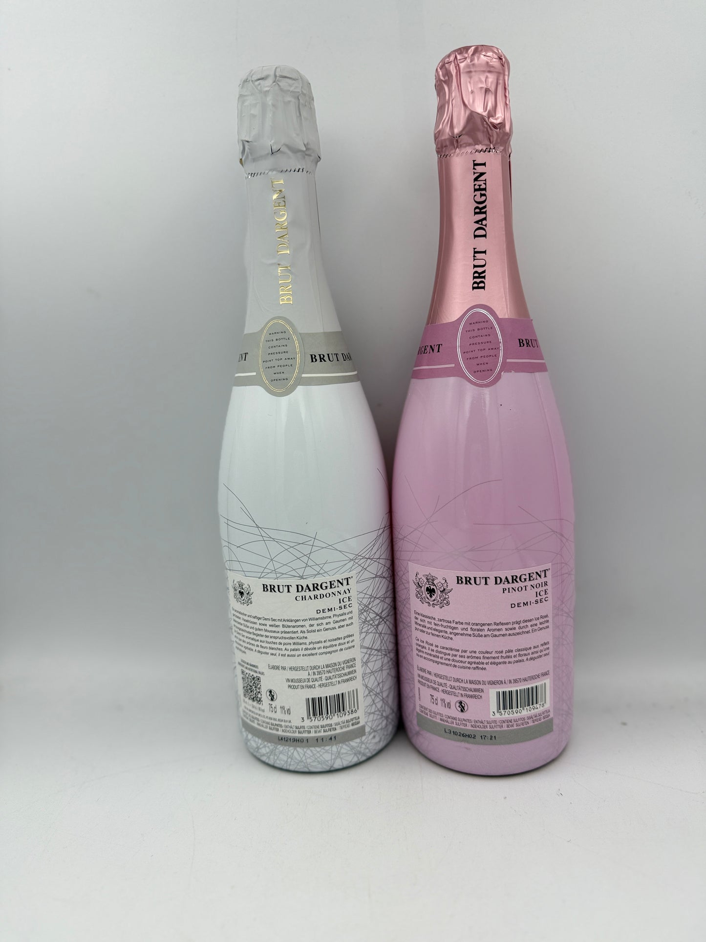 Brut Dargent Blanc de Blancs Demi-Sec ICE & Brut Dargent Rosé Demi-Sec ICE Millesimè (Maison du Vigneron)