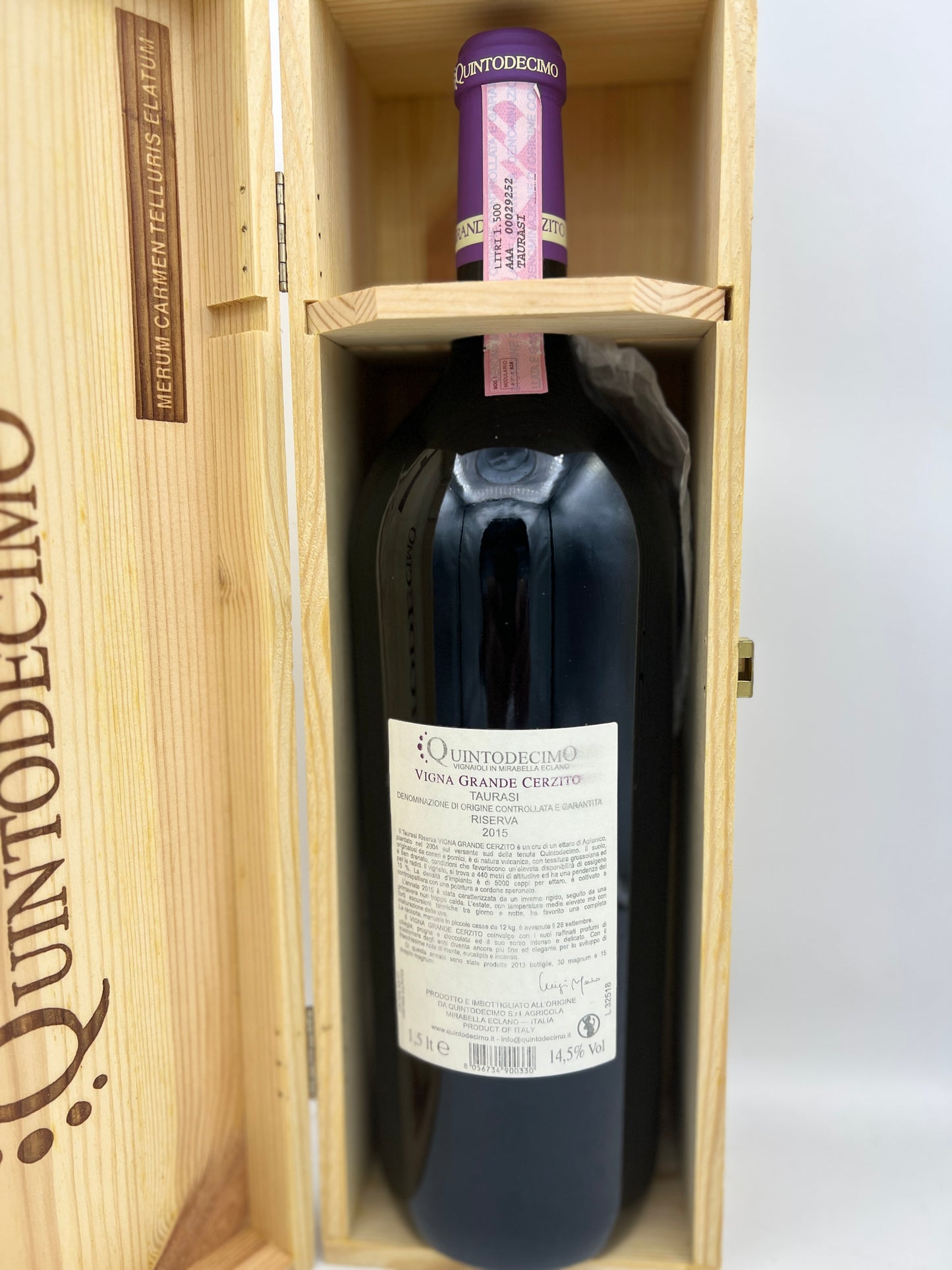 QUINTODECIMO - GRANDE CERZITO RISERVA TAURASI DOCG 2015 MAGNUM 1,5l CASSA DI LEGNO