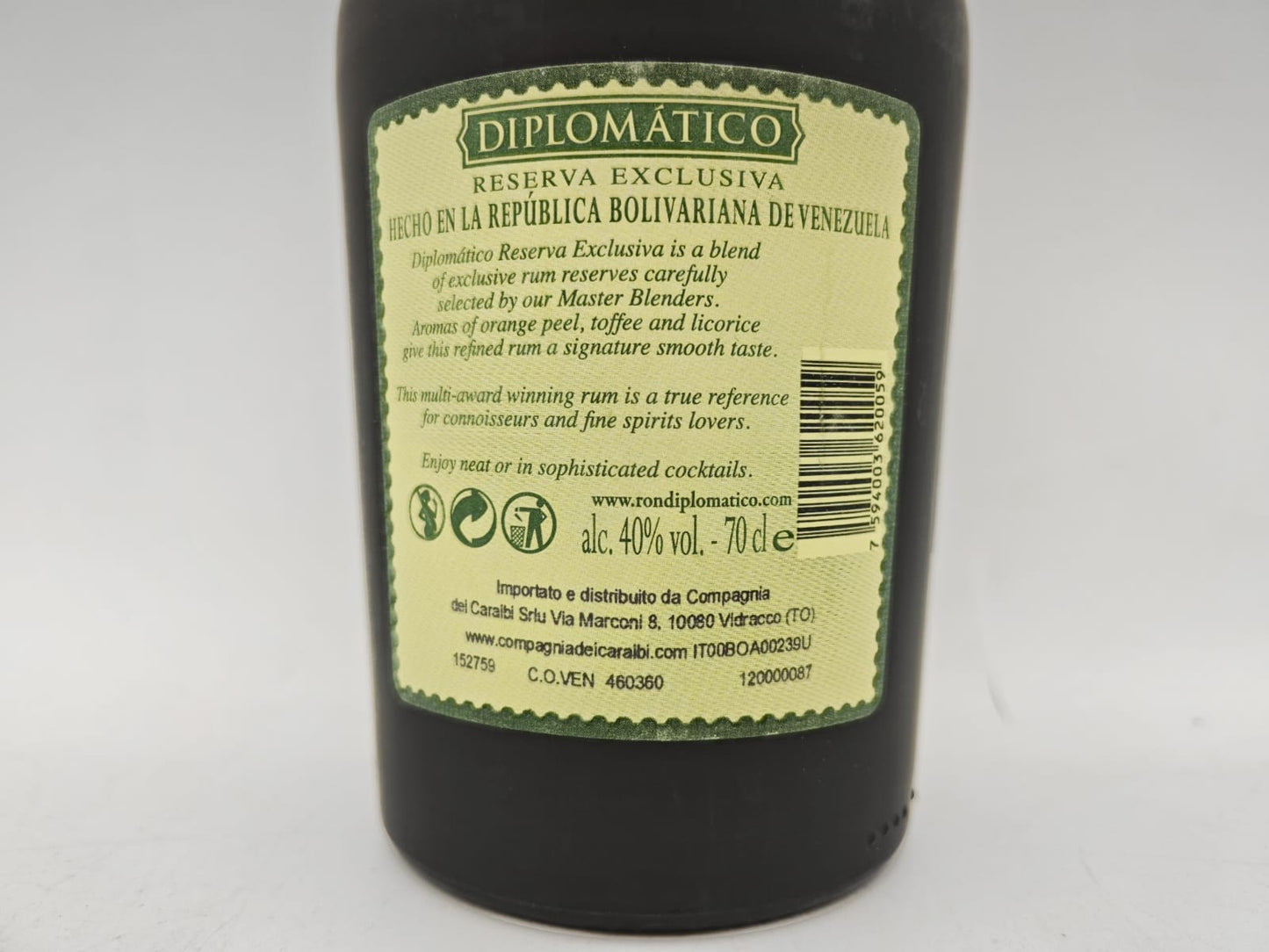 RON DE VENEZUELA - RUM DIPLOMATICO RESERVA EXCLUSIVA CL 70 VOL 40%