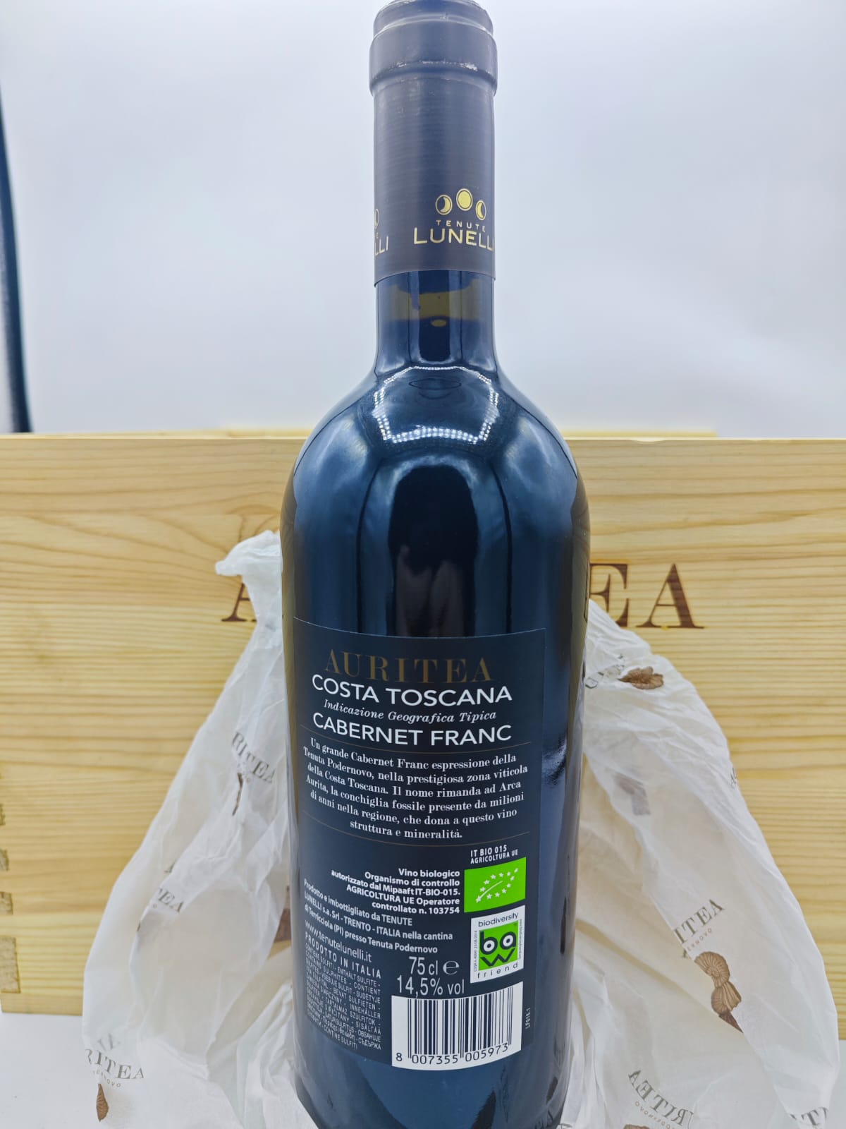 TENUTE LUNELLI AURITEA 2016 VINO ROSSO BIO CABERNET FRANC COSTA TOSCANA IGT UNA CASSA