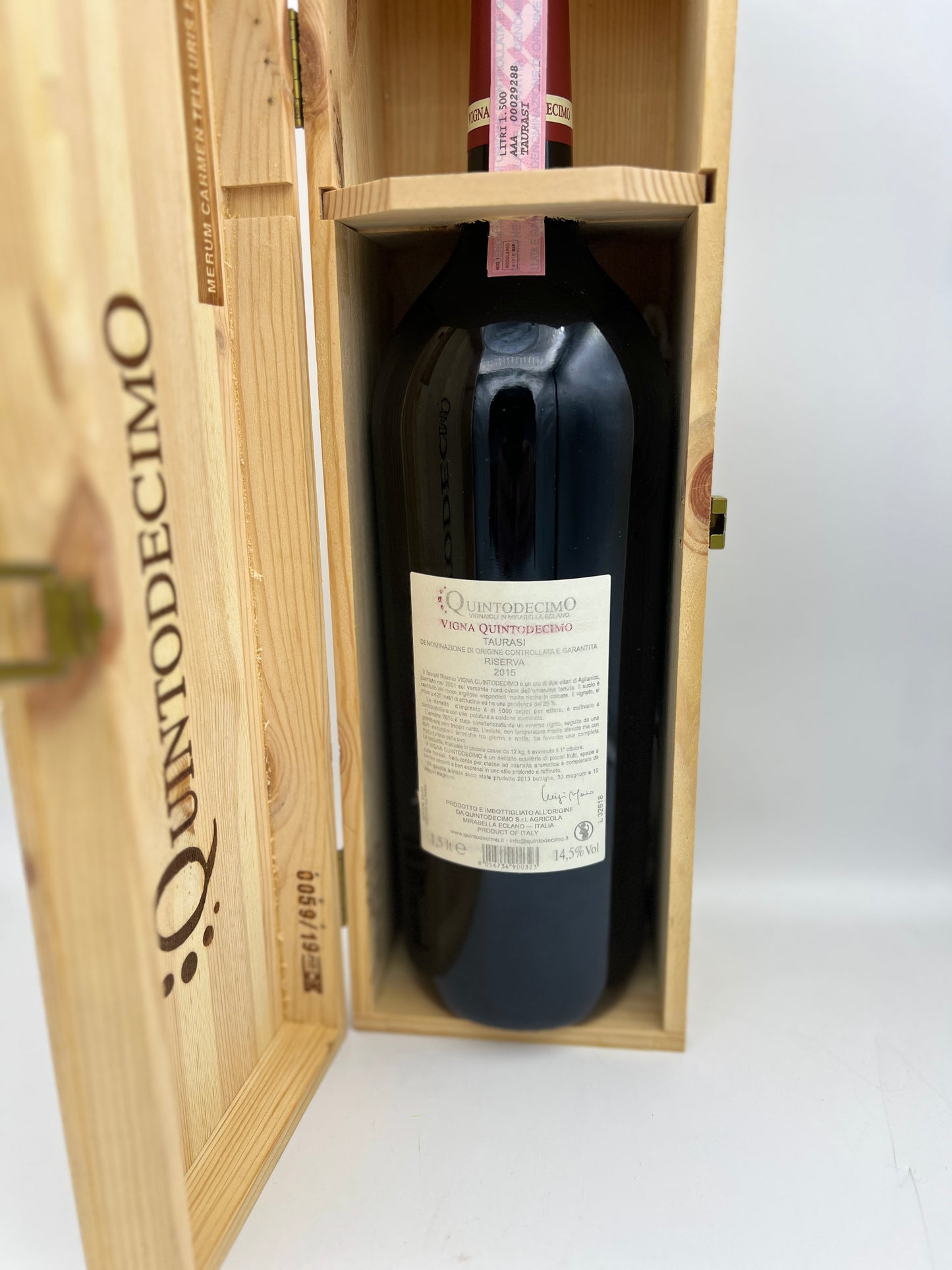 Quintodecimo -  Villa Quintodecimo Taurasi riserva 2015 cassa legno