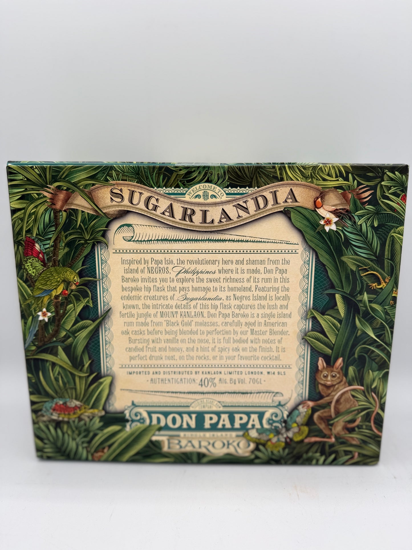 Don Papa BAROKO 40% Vol. 0,7l in confezione regalo con Hip Flask