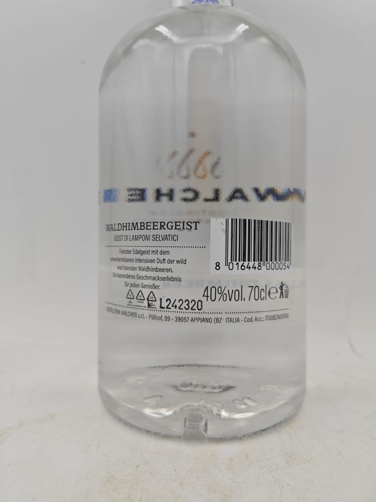 Walcher Waldhimbeergeist Spirito di Lamponi Selvatici 40% vol. 0,70l