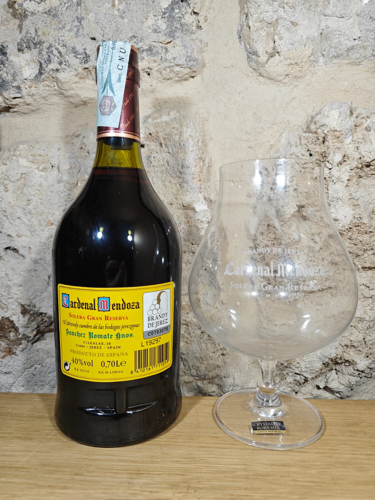 Brandy De Jerez Solera Gran Reserva Cardenal Mendoza Con Astuccio e Bicchiere