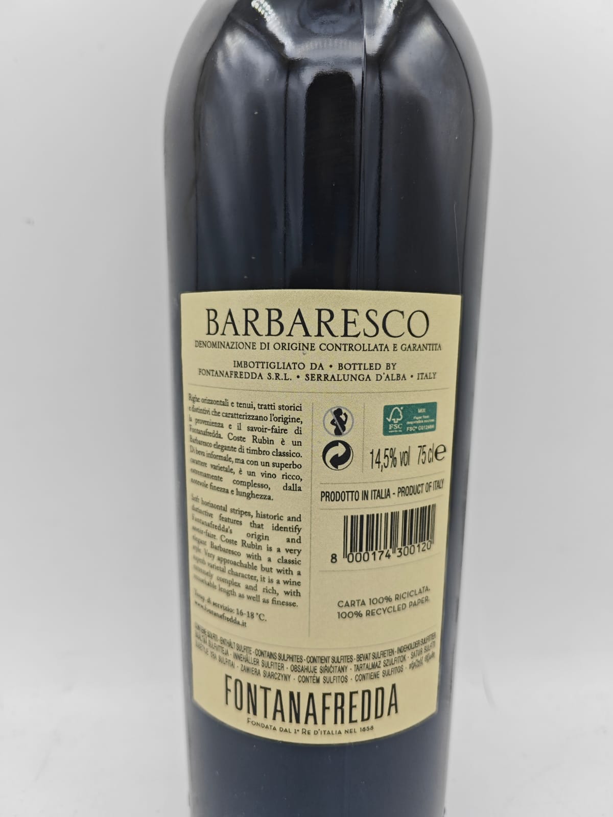 Barbaresco Coste Rubin 2018 Fontanafredda