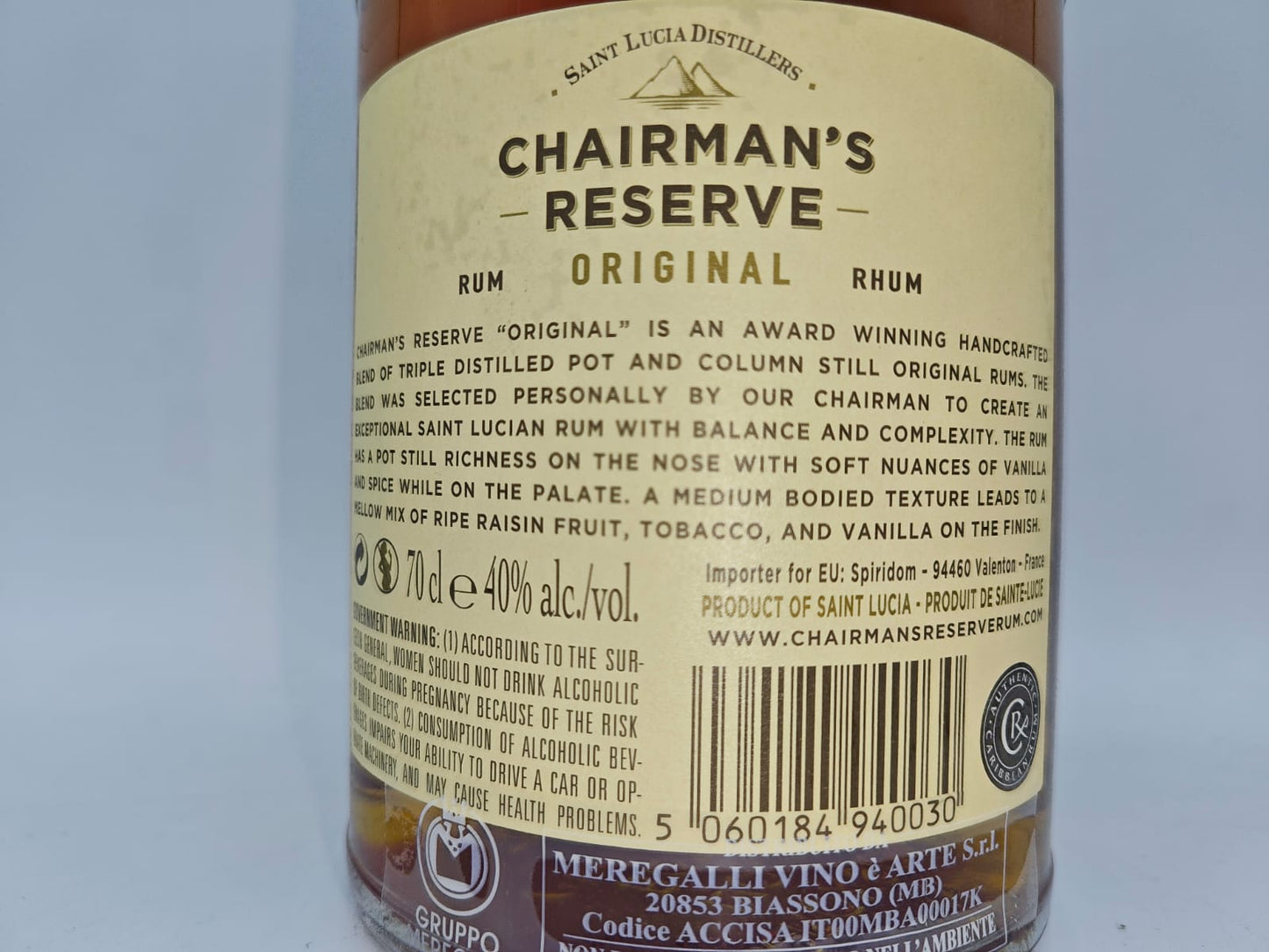 Chairman's Reserve Rum Original St. Lucia Rum Chairman's Reserve