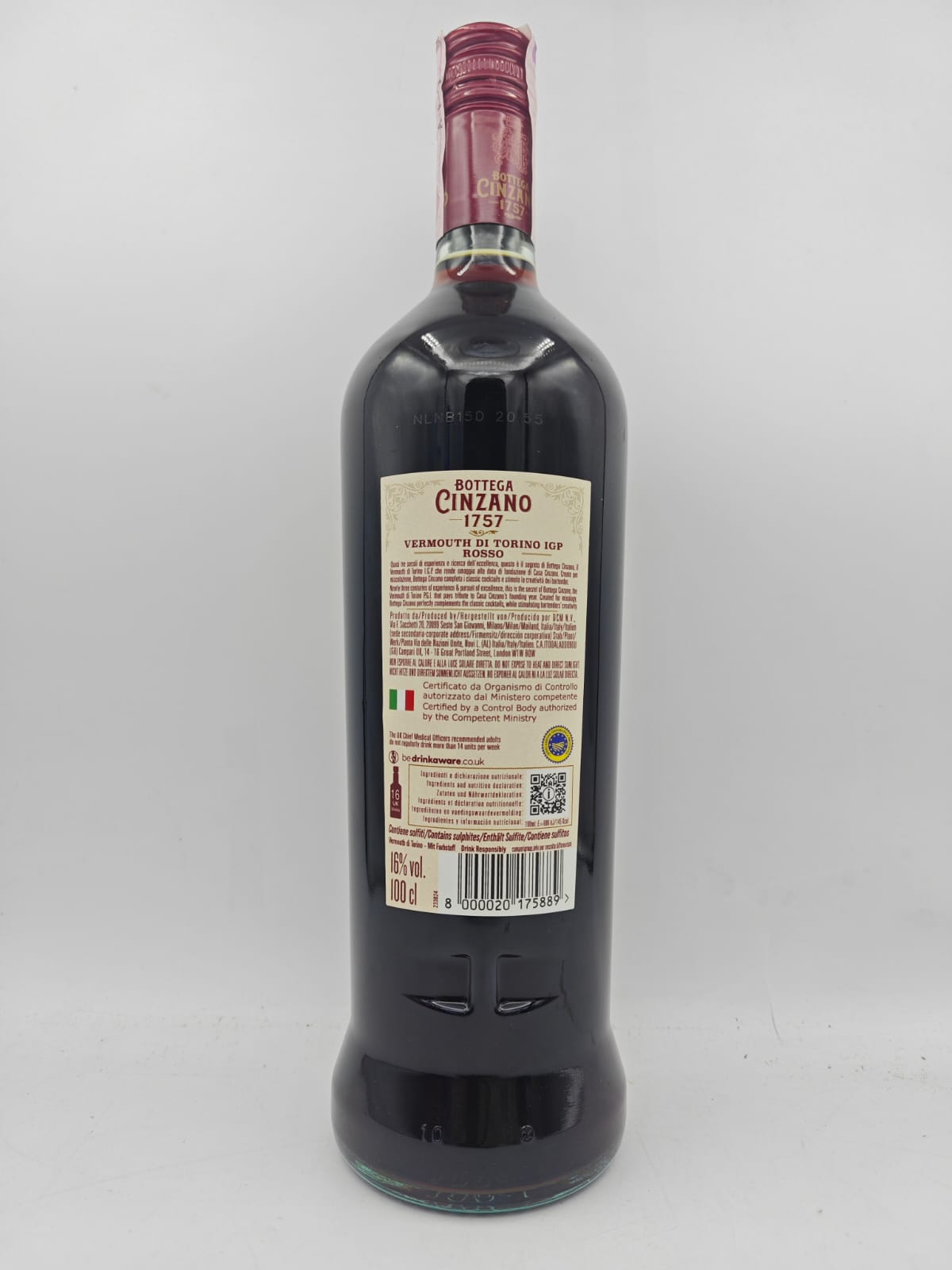 Vermouth Bottega Cinzano Di Torino 1757 Rosso lt 1