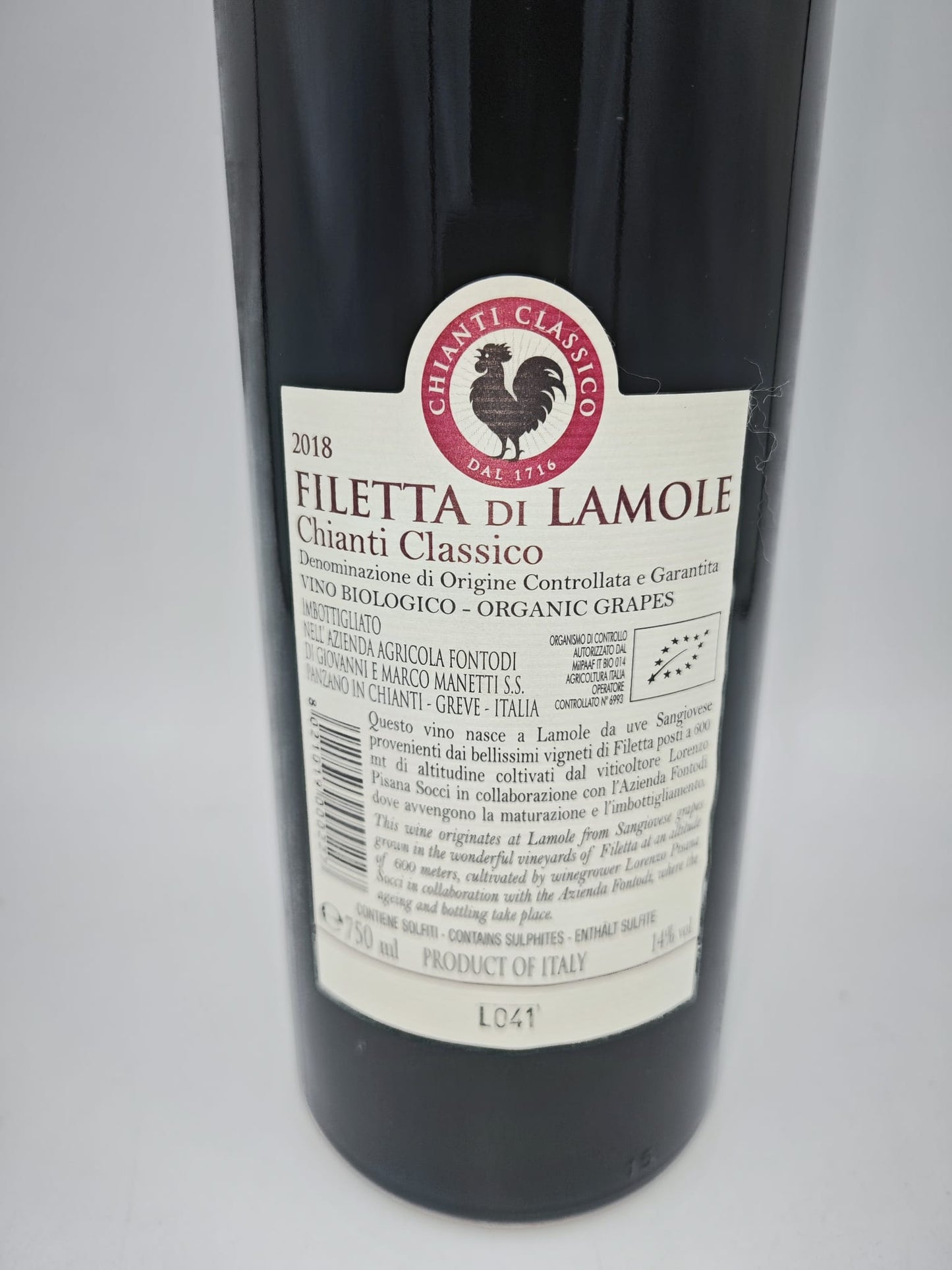 CHIANTI CLASSICO FILETTA DI LAMOLE FONTODI 2018 0.75 LT.