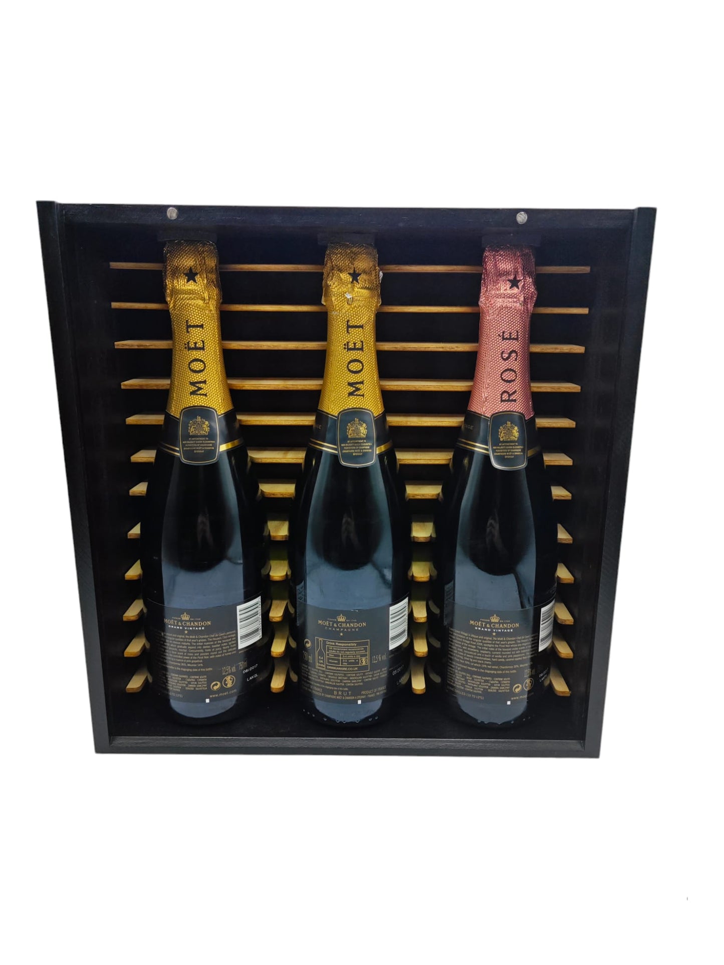 CHAMPAGNE MOET E CHANDON GRAND VINTAGE BRUT ROSE 3 BOTTIGLIE IN ELEGANTE BOX REGALO LEGNO